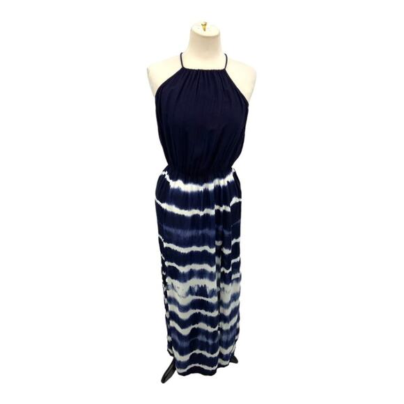 Raviya Blue Tie Dye Halter Neck Breezy Swim Cover Up Dress Medium NWT - Picture 1 of 8